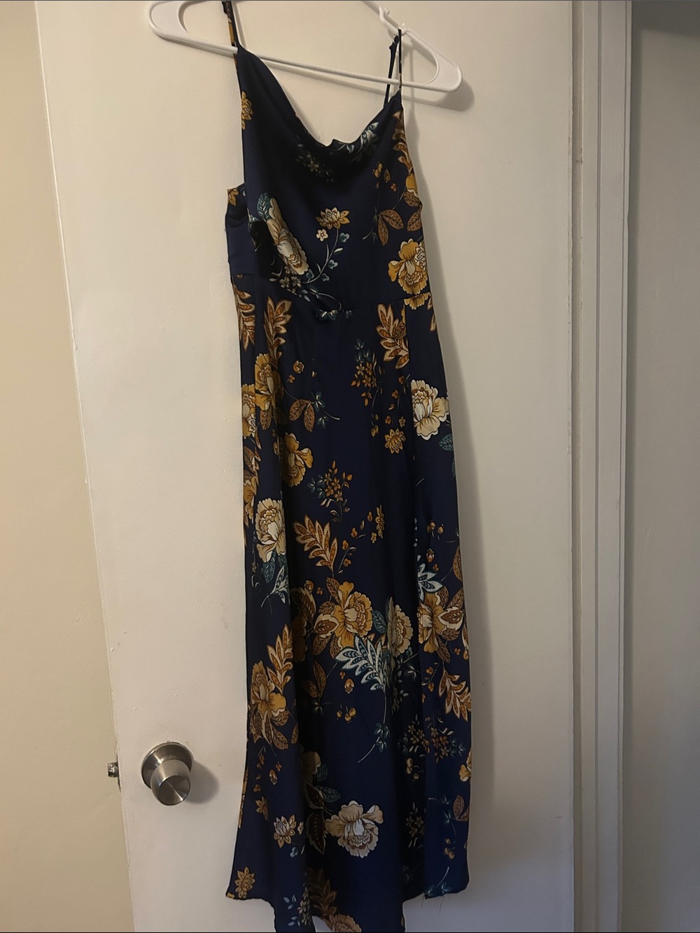 Petal & Pup Navy Floral Midi Dress with Mustard Accents